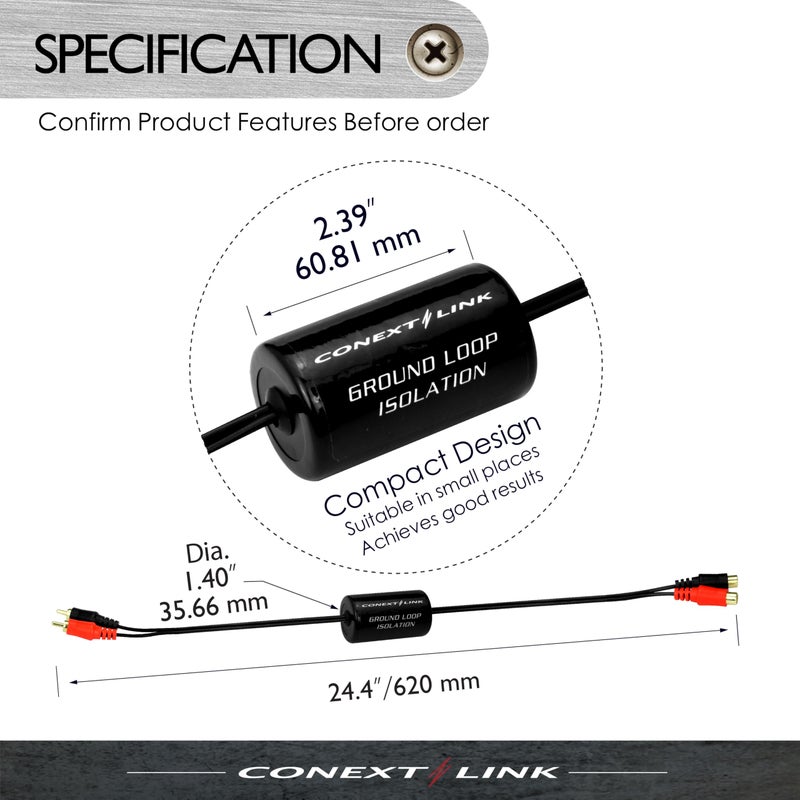 Conext Link RCA Stereo 2 Channel Ground Loop Isolator Signal Noise Filter Suppressor Reducer Alternator for Car Audio Stereoï¼ˆ13600ï¼‰ - Image 3